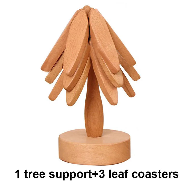 Wooden Tree Heat Resistant Coaster Set