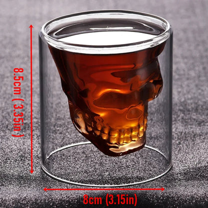 3D Skull Head Double Drinking Glass