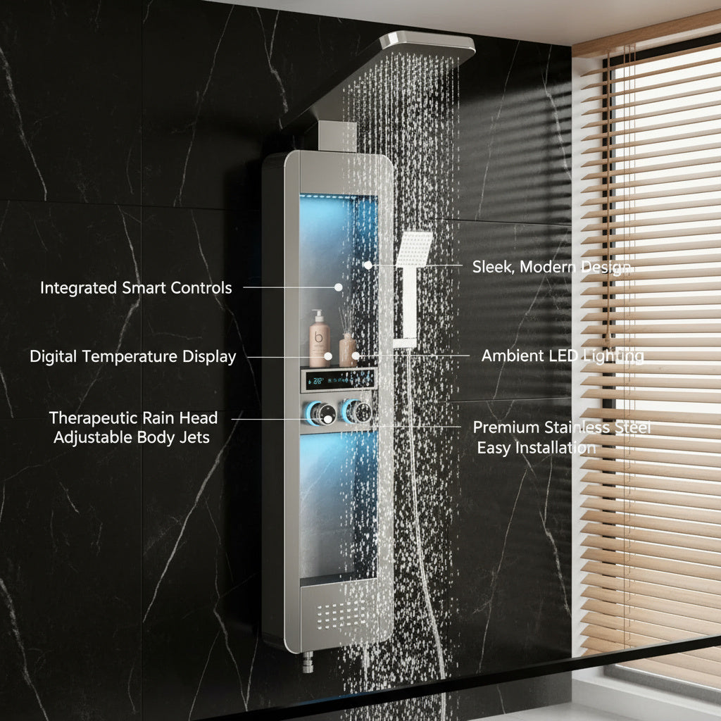 Rainfall Tower Panel Modern Shower Set