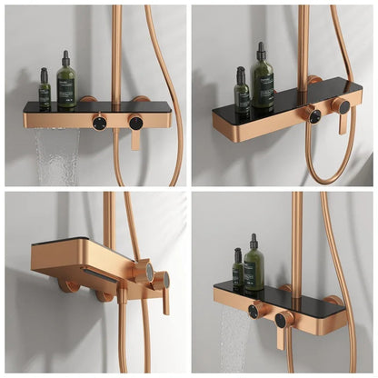 Golden Mist Dual-Mode Rainfall Shower Set