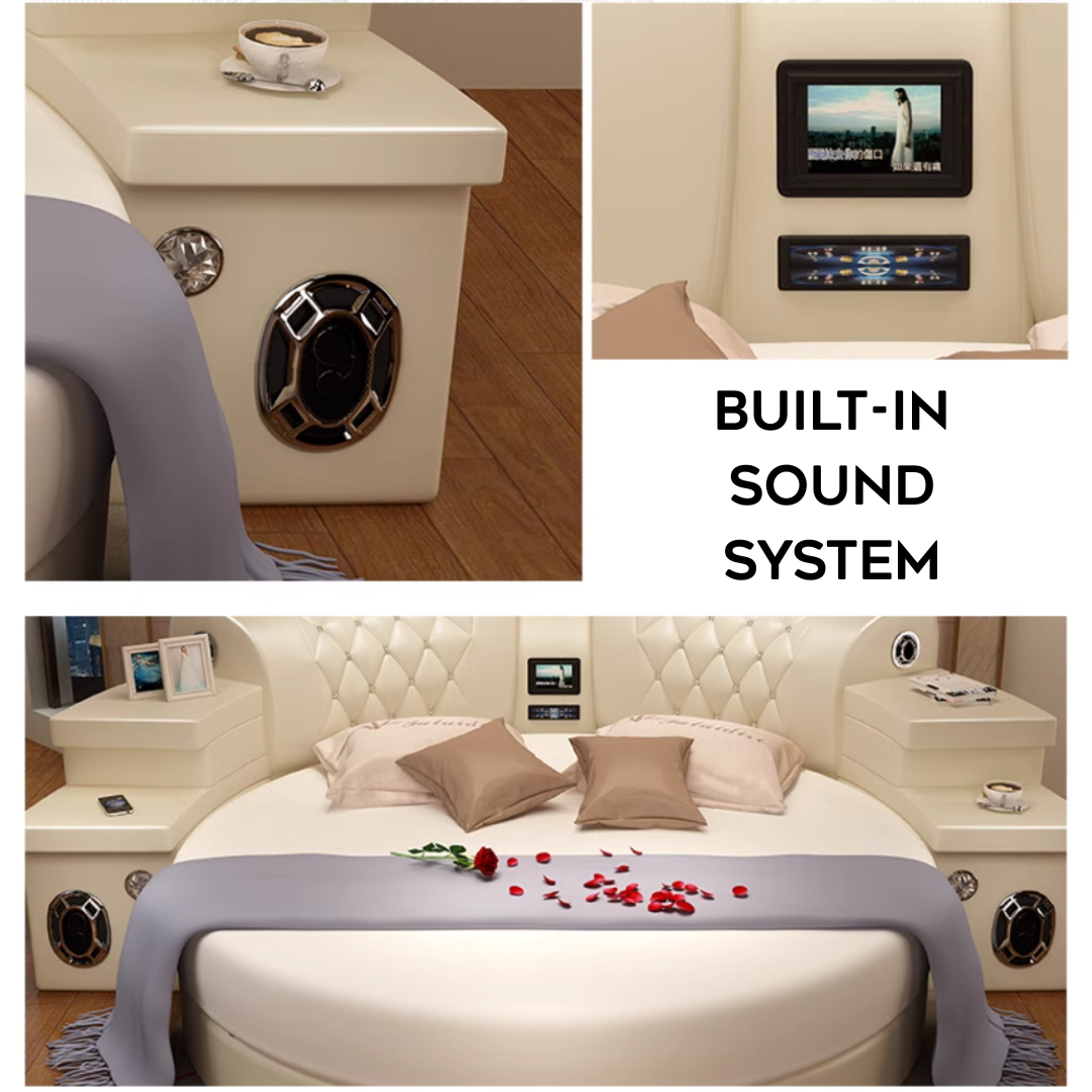 Techy Smart Large Round Leather Bed
