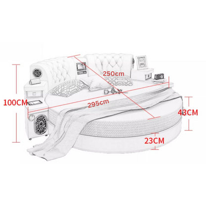 Techy Smart Large Round Leather Bed