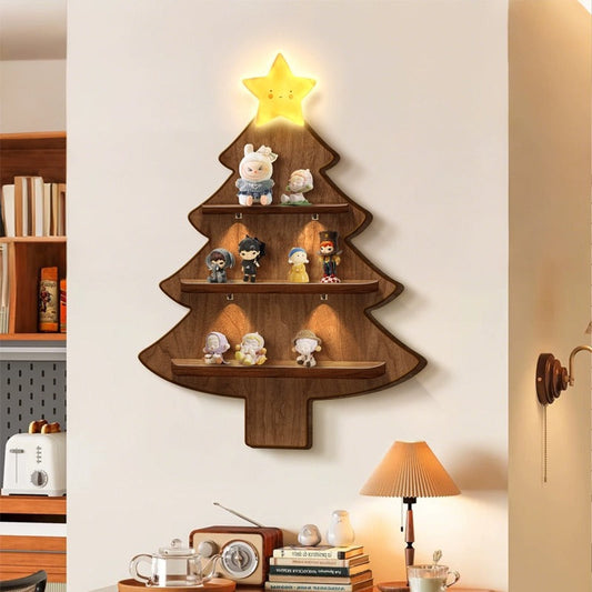 Cozy Christmas Wooden Tree Shelf