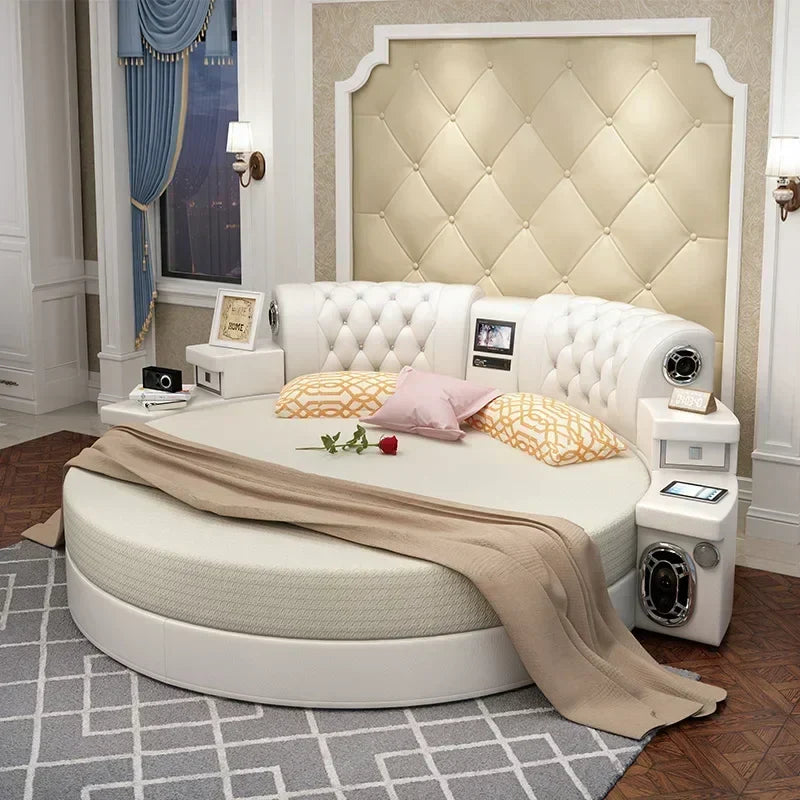 Techy Smart Large Round Leather Bed