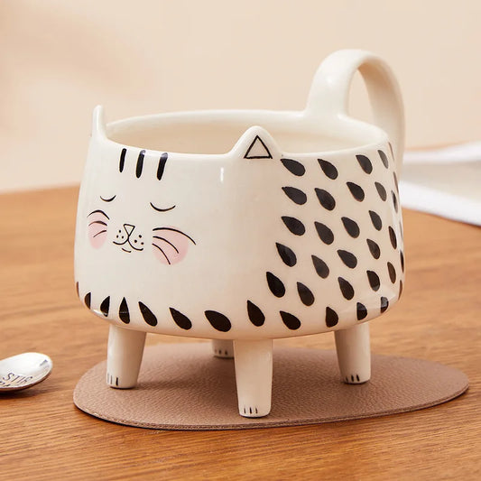 Happy Cat Long Legs Ceramic Mug