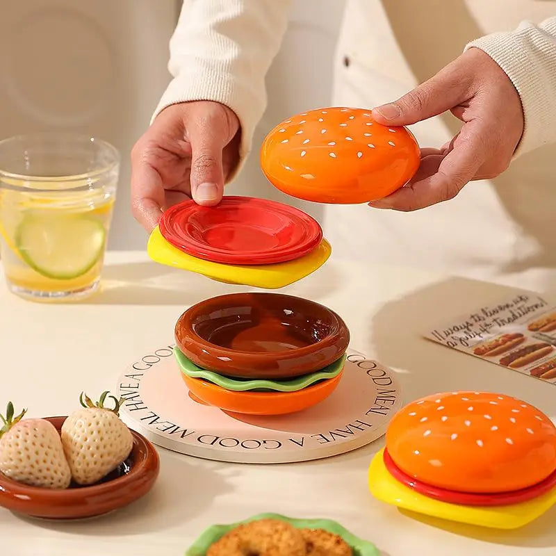 Stackable Hamburger Multi-Layer Plate Set