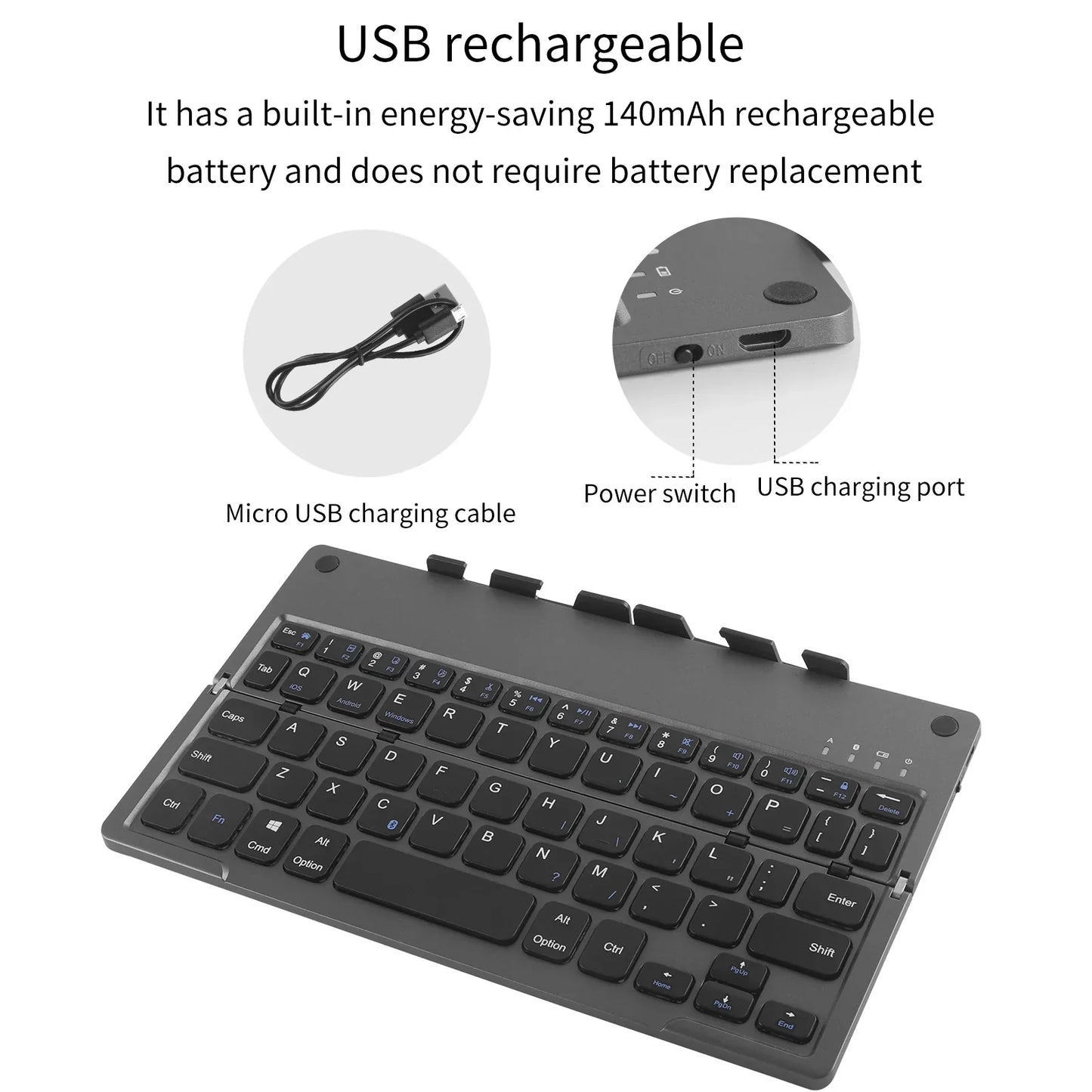 Travel-Friendly Foldable Wireless Keyboard Phone Holder