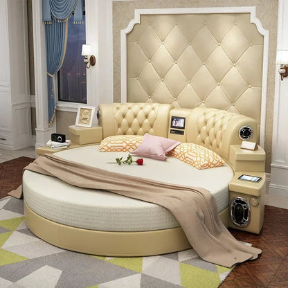 Techy Smart Large Round Leather Bed