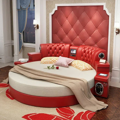 Techy Smart Large Round Leather Bed
