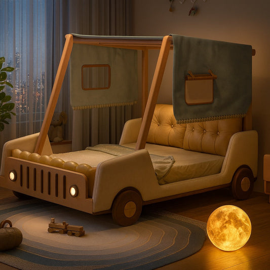 Adventurous Car Solid Wood Kids Bed