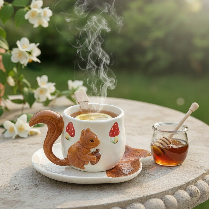 Forest Squirrel Artisan Tea Cup