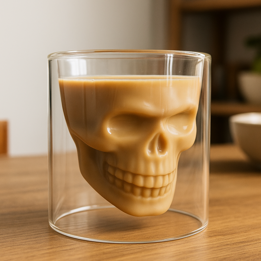 3D Skull Head Double Drinking Glass