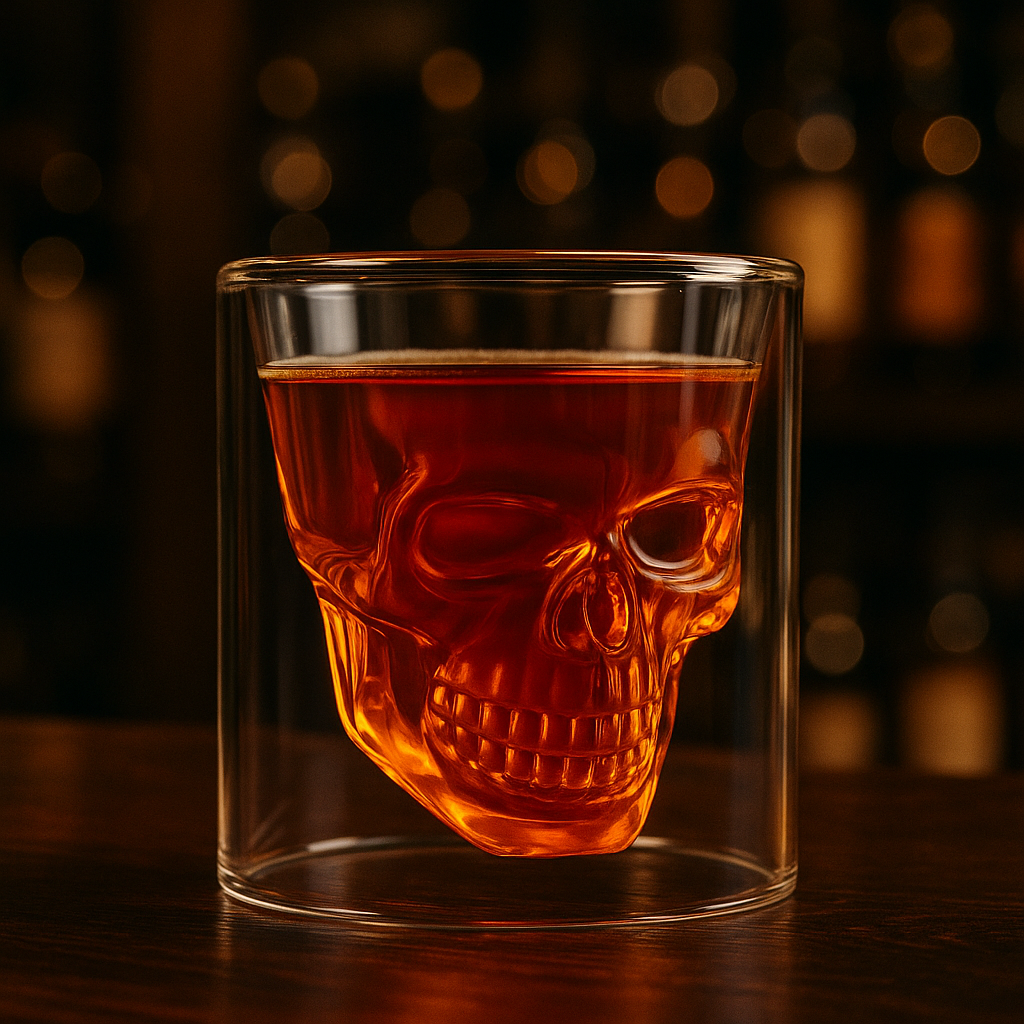 3D Skull Head Double Drinking Glass