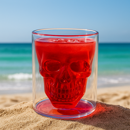 3D Skull Head Double Drinking Glass